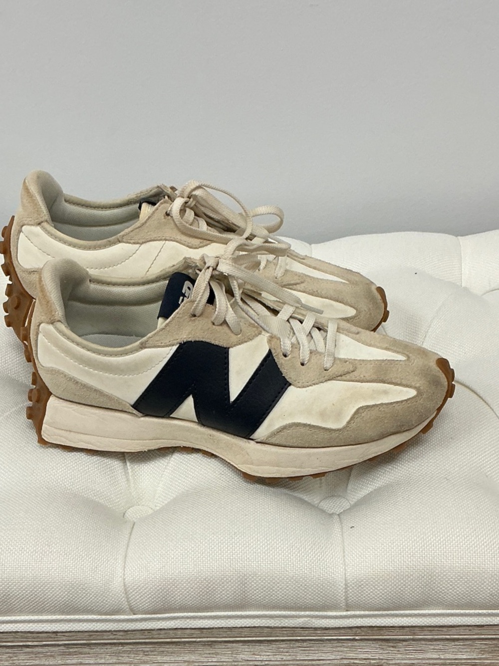 New Balance Cream & Beige Retro Runner with Black N Accent